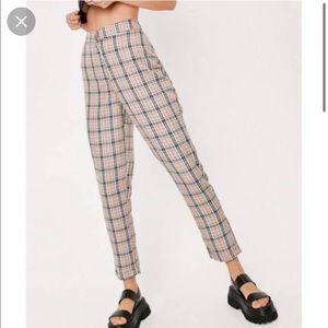 Nasty Gal High Waisted Plaid Pants